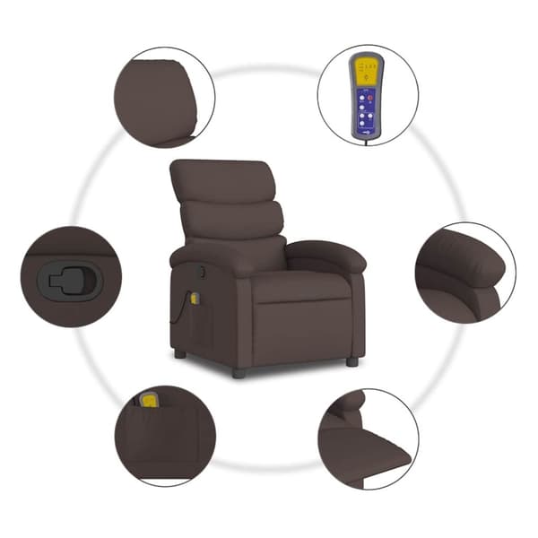 vidaXL Massagefåtölj mörkbrun tyg