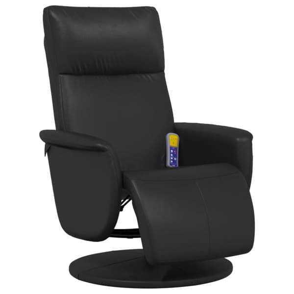 vidaXL Massagefåtölj med fotstöd svart konstläder