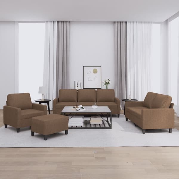 vidaXL sofasæt 4 dele med hynder stof brun