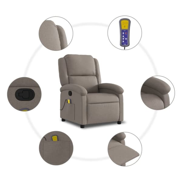 vidaXL massagestol stof gråbrun