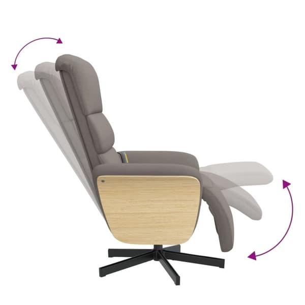 vidaXL Massagefåtölj med fotstöd taupe tyg