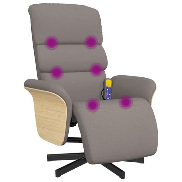 vidaXL Massagefåtölj med fotstöd taupe tyg