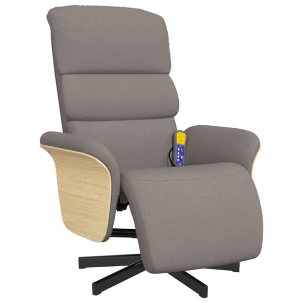 vidaXL Massagefåtölj med fotstöd taupe tyg