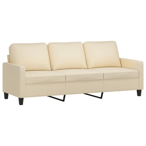 vidaXL 3-sitssoffa med fotpall Gräddvit 180 cm tyg