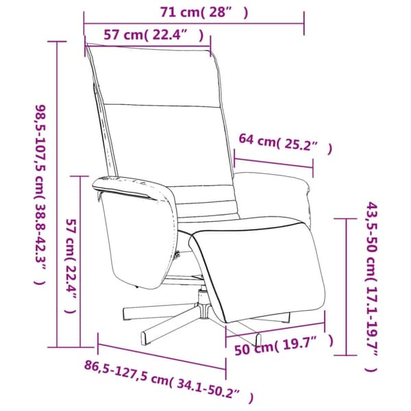 vidaXL Reclinerfåtölj med fotstöd svart konstläder