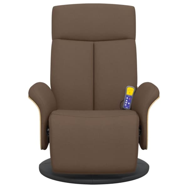 vidaXL Massagefåtölj med fotstöd brun tyg
