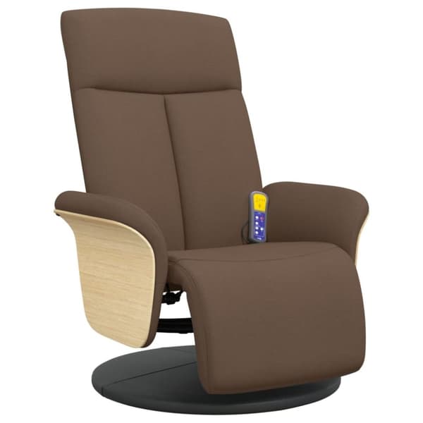 vidaXL Massagefåtölj med fotstöd brun tyg