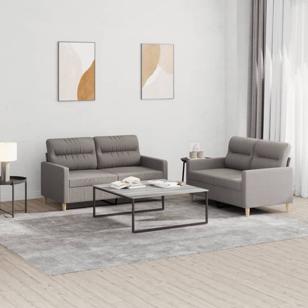 vidaXL sofasæt 2 dele med hynder stof gråbrun
