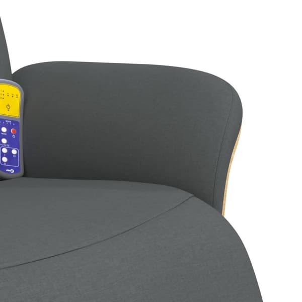 vidaXL Massagefåtölj med fotstöd mörkgrå tyg
