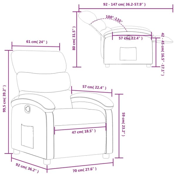 vidaXL Reclinerfåtölj cappuccino konstläder