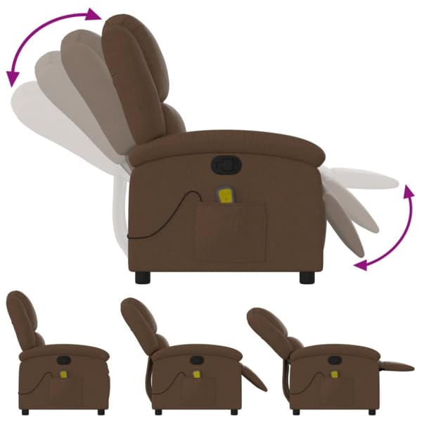 vidaXL Massagefåtölj brun tyg