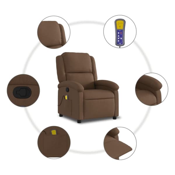 vidaXL Massagefåtölj brun tyg