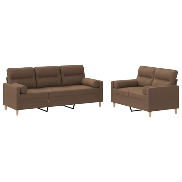 vidaXL sofasæt 2 dele med puder stof brun