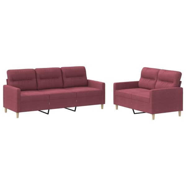 vidaXL sofasæt 2 dele med hynder stof vinrød