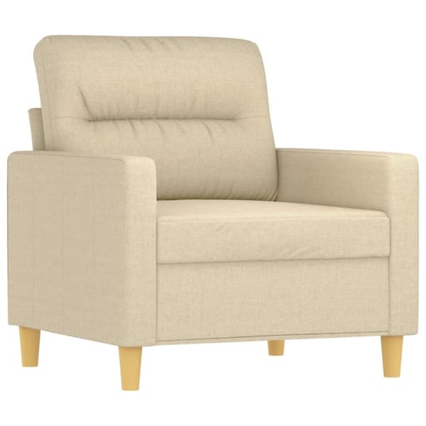 vidaXL sofasæt 3 dele med puder stof cremefarvet