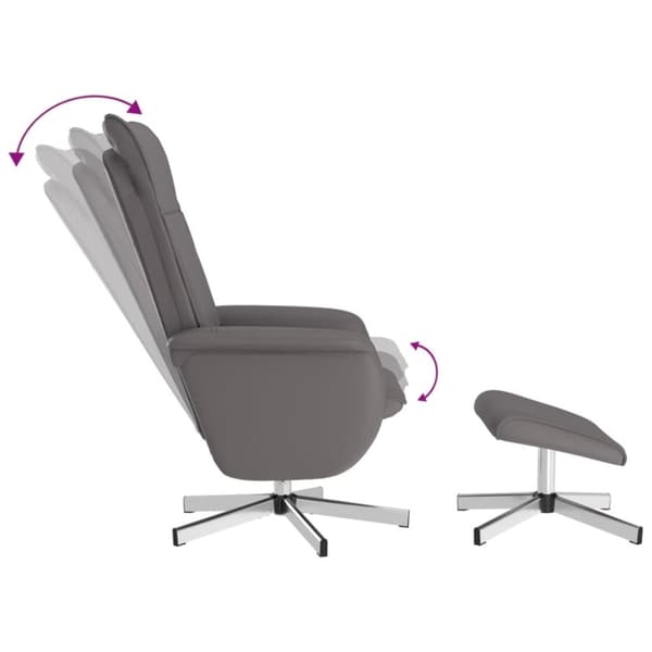 vidaXL Reclinerfåtölj med fotpall grå konstläder