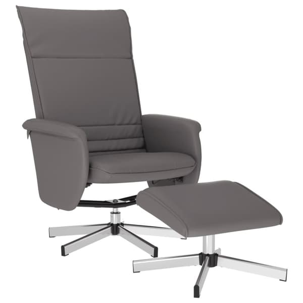 vidaXL Reclinerfåtölj med fotpall grå konstläder