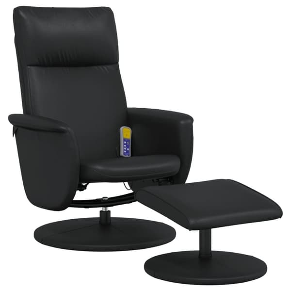 vidaXL Massagefåtölj med fotpall svart konstläder