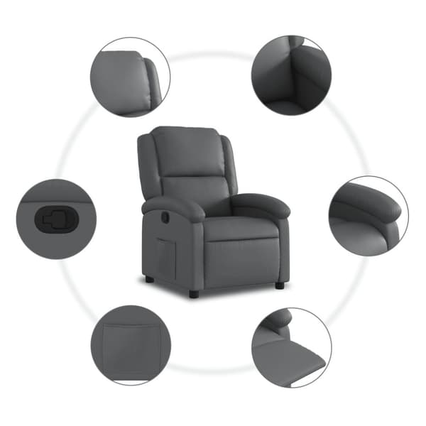 vidaXL Reclinerfåtölj grå konstläder