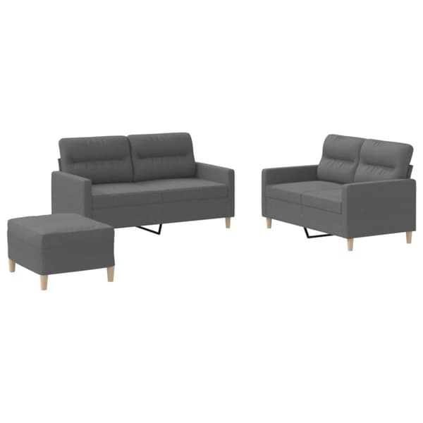 vidaXL sofasæt 3 dele med hynder stof mørkegrå