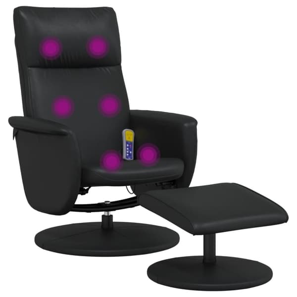 vidaXL massagestol med fodskammel kunstlæder sort