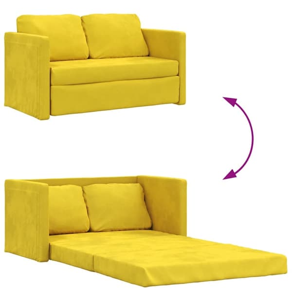 vidaXL 2-i-1 sovesofa 122x204x55 cm velour mørkegul