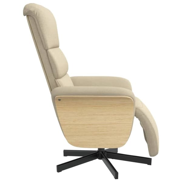 vidaXL Reclinerfåtölj med fotpall gräddvit tyg