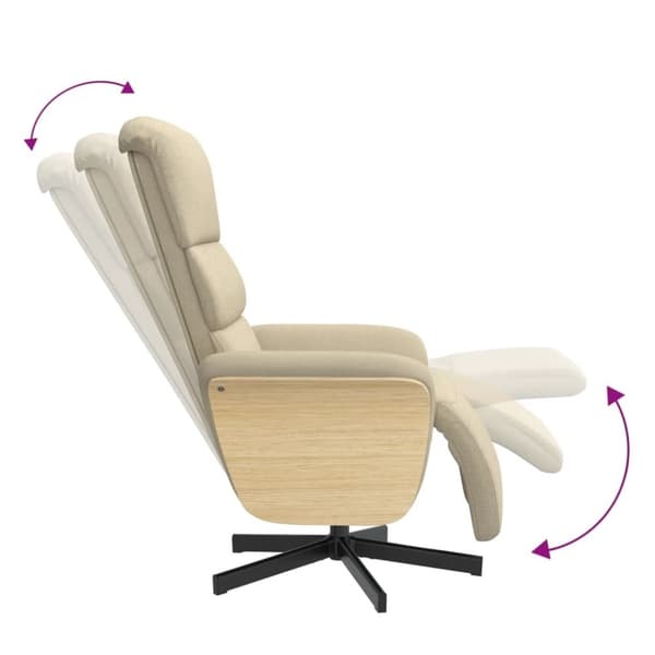 vidaXL Reclinerfåtölj med fotpall gräddvit tyg