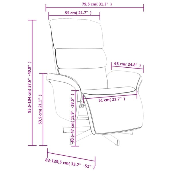 vidaXL Reclinerfåtölj med fotpall gräddvit tyg