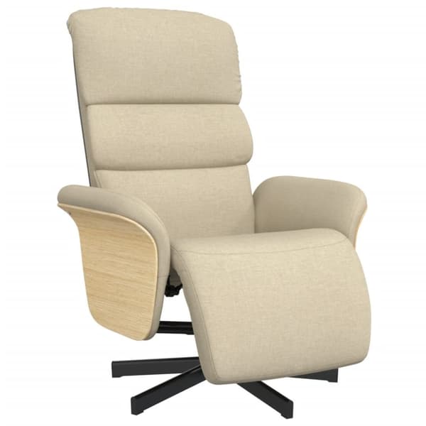 vidaXL Reclinerfåtölj med fotpall gräddvit tyg
