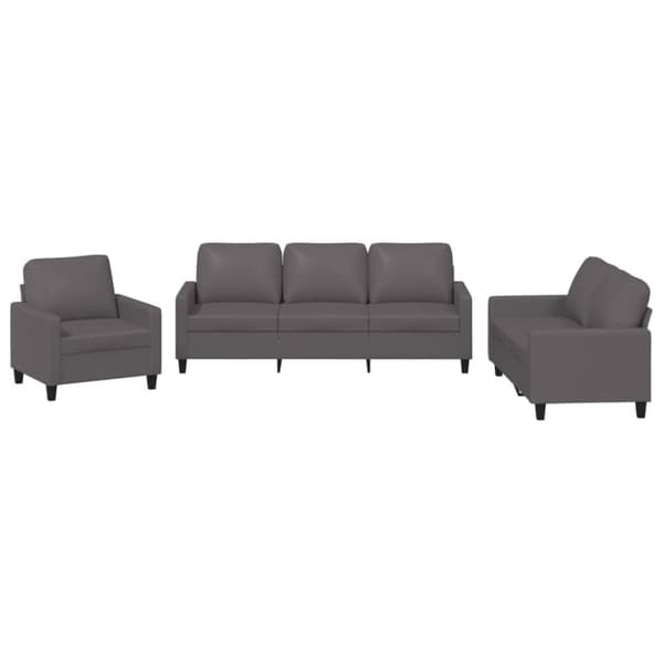 vidaXL sofasæt 3 dele med hynder kunstlæder grå