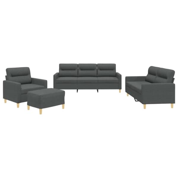 vidaXL sofasæt 4 dele med hynder stof mørkegrå