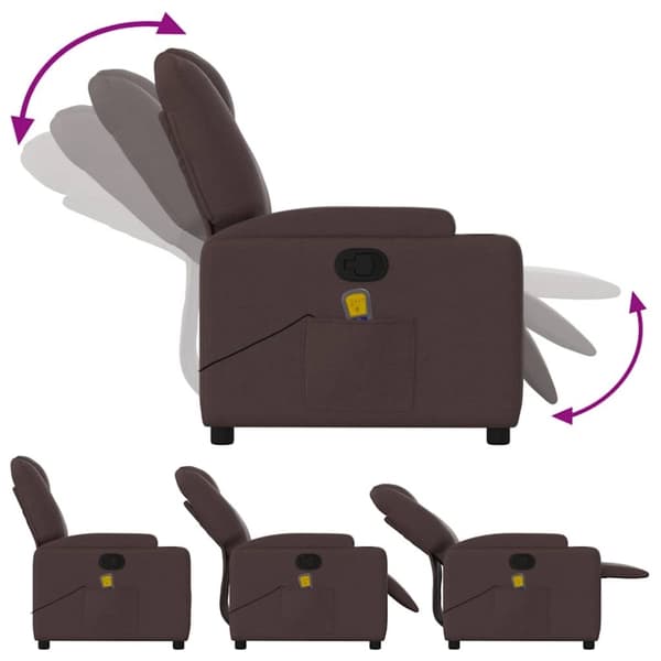 vidaXL Massagefåtölj mörkbrun tyg