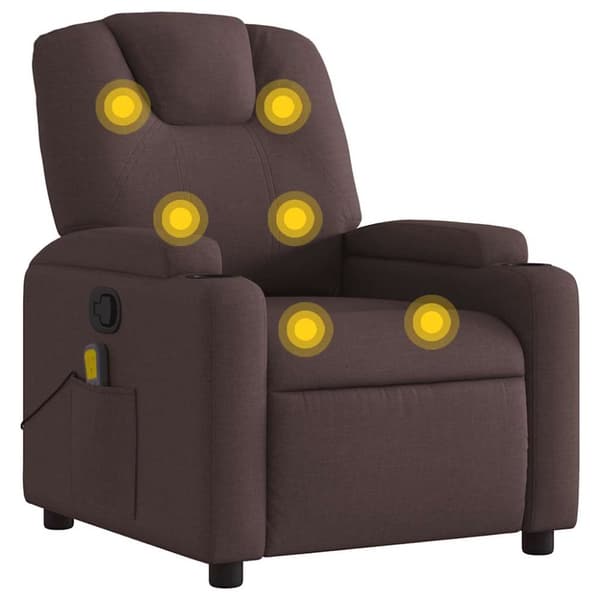 vidaXL Massagefåtölj mörkbrun tyg