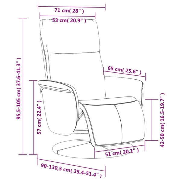 vidaXL Reclinerfåtölj med fotstöd vit konstläder