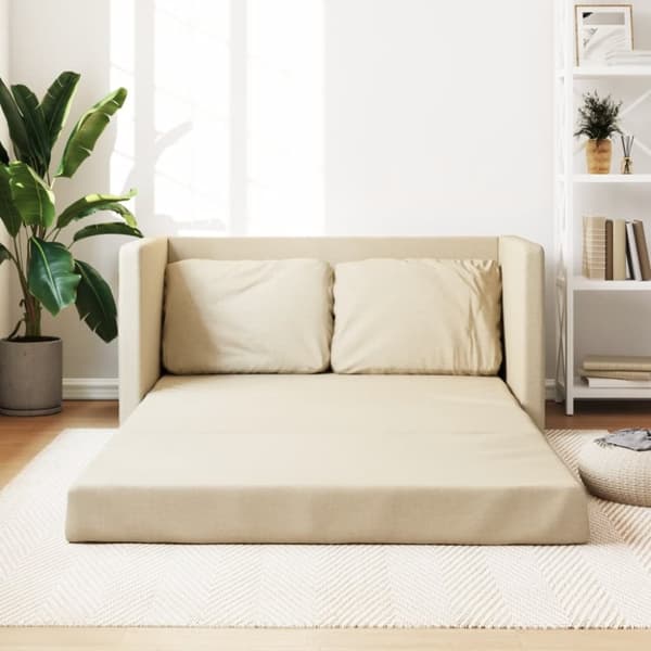 vidaXL 2-i-1 sovesofa 112x174x55 cm stof creme