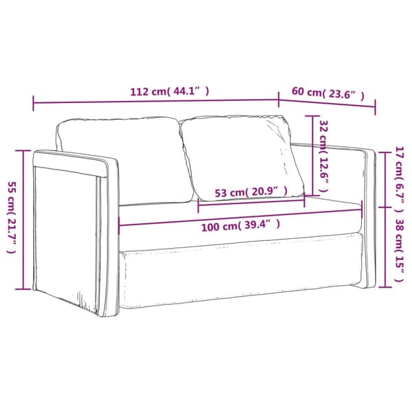 vidaXL 2-i-1 sovesofa 112x174x55 cm stof mørkegul