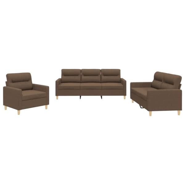 vidaXL sofasæt 3 dele med hynder stof brun