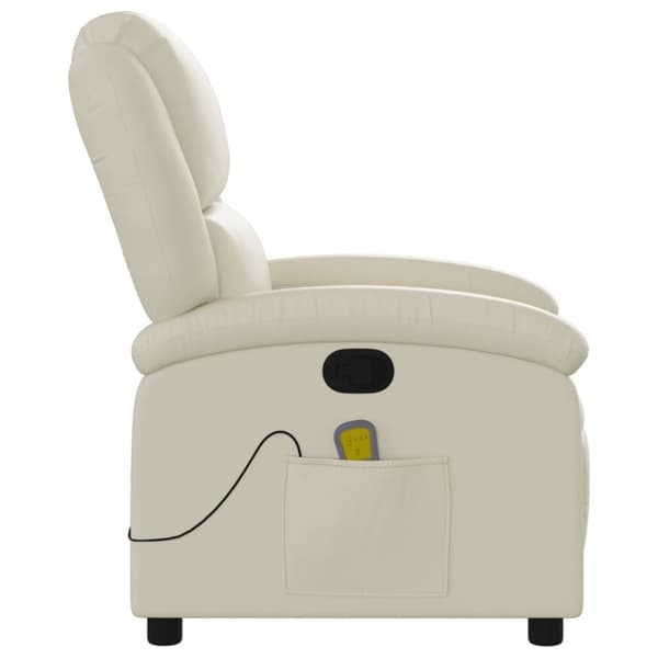 vidaXL Massagefåtölj gräddvit konstläder