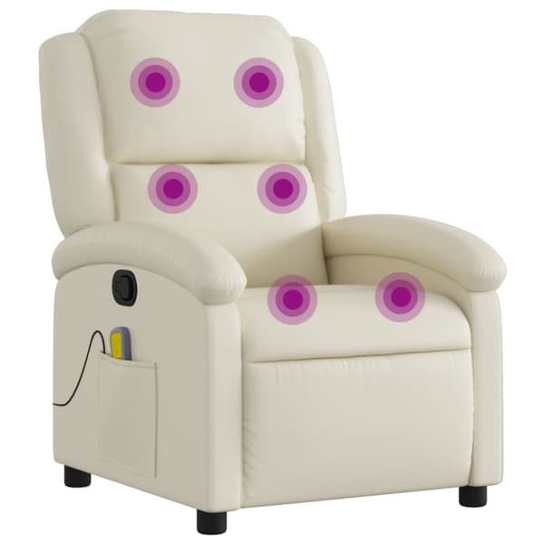vidaXL Massagefåtölj gräddvit konstläder