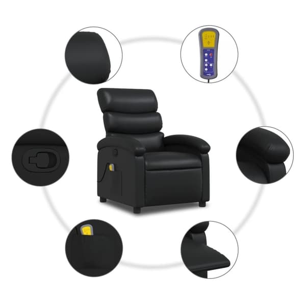vidaXL Massagefåtölj svart konstläder