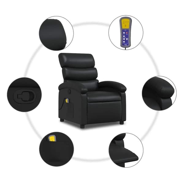 vidaXL Massagefåtölj svart konstläder