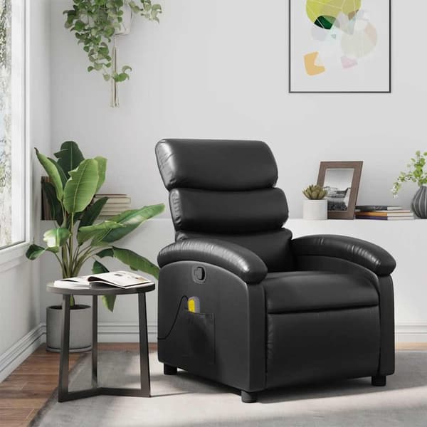 vidaXL Massagefåtölj svart konstläder