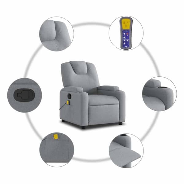 vidaXL massagestol stof lysegrå