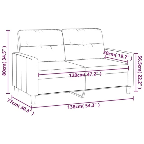 vidaXL 2-personers sofa 120 cm stof cremefarvet