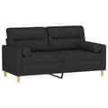 Miniatyrbillede 3 af 8: vidaXL 2-personers sofa med pyntepuder 140 cm stof sort