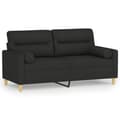 Miniatyrbillede 2 af 8: vidaXL 2-personers sofa med pyntepuder 140 cm stof sort