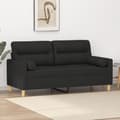 Miniatyrbild 1 av 8: vidaXL 2-sits soffa med prydnadskuddar svart 140 cm tyg