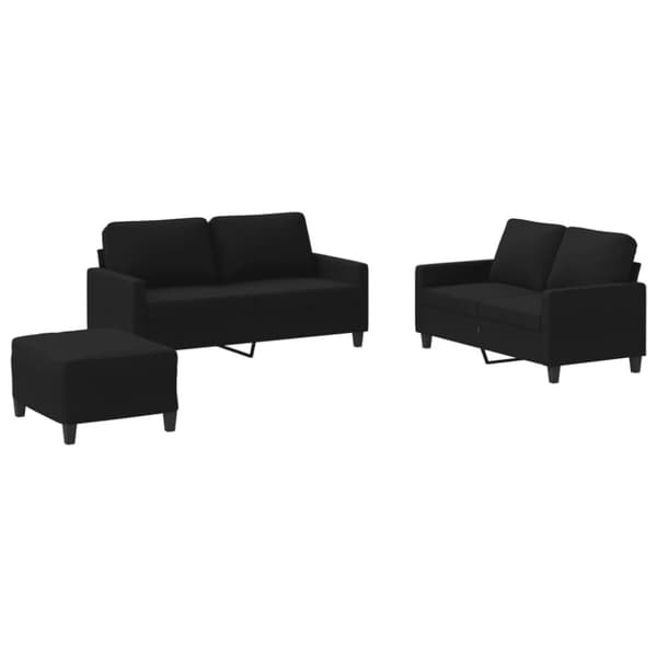 vidaXL sofasæt 3 dele med hynder stof sort