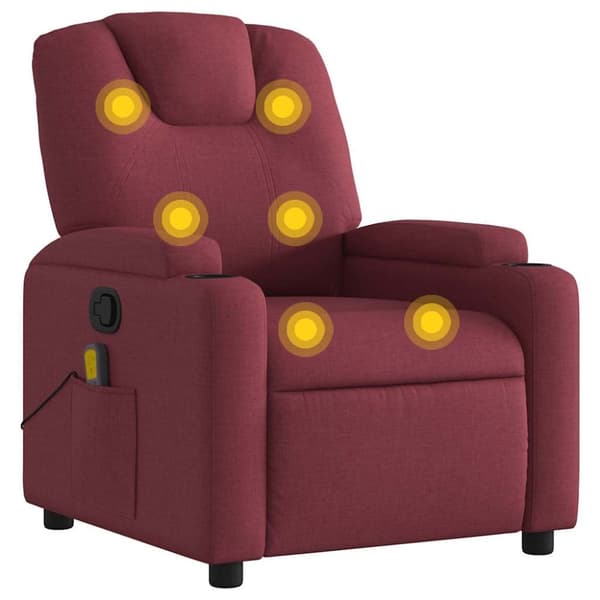 vidaXL Massagefåtölj vinröd tyg